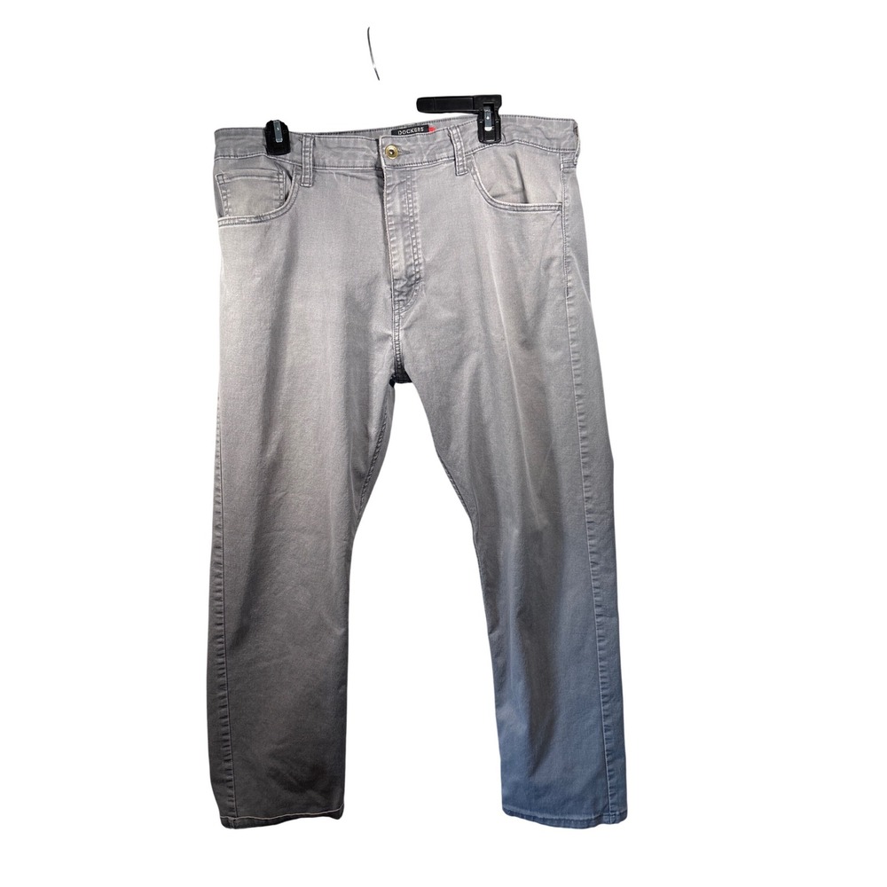 Dockers Mens Straight Fit Waterless Gray Casual Pants Size 34 x 32